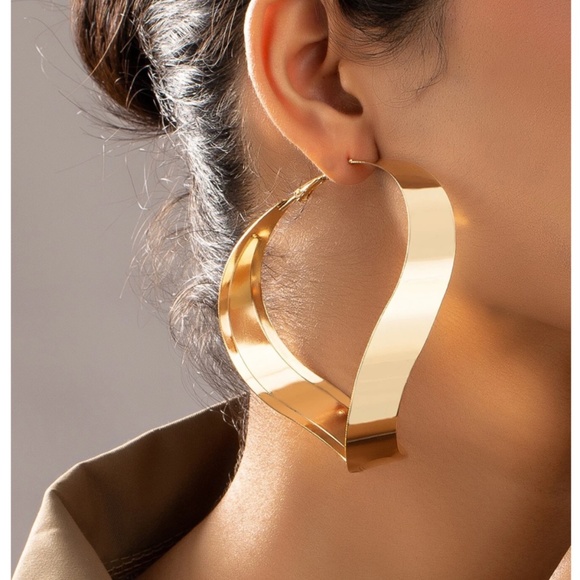 Rouge! Jewelry - Dangle Fashion Earrings Yellow Gold Tone Irregular Hoop Shape